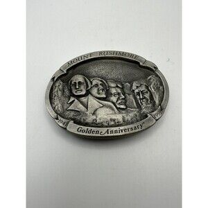 Vtg Mount Rushmore Golden Anniversary Pewter Belt Buckle Ltd. Edition 1991 ￼#701